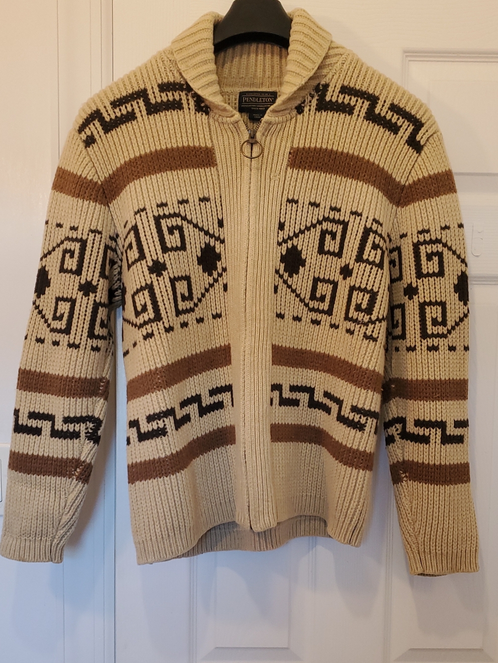 Pendleton Lebowski. "The Dude" Sweater. Zip Up Shawl Collar Size Medium